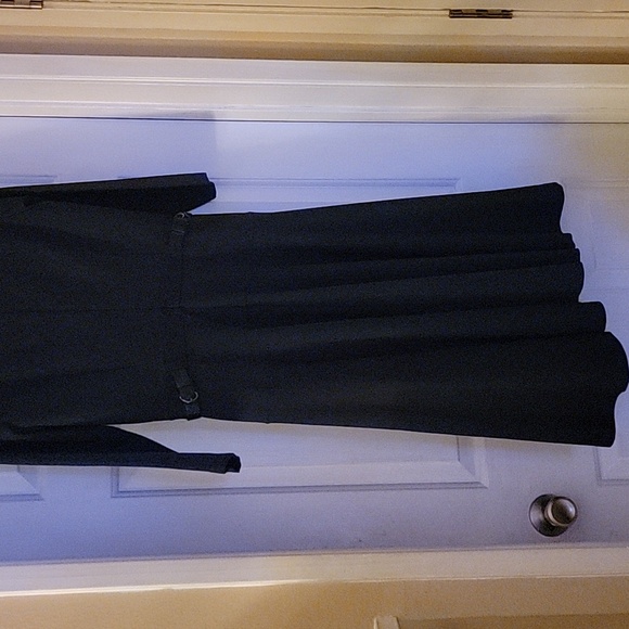 Blue Fit and Flare Dress with 3/4 Sleeves and Scoop Neck - Picture 9 of 16